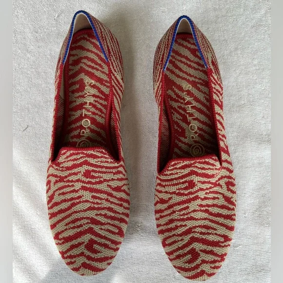 Rothy’s Red Zebra Loafers, Size 7.5, VGUC - Picture 1 of 9